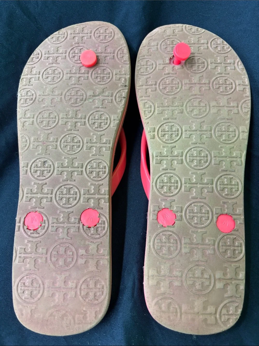 Tory Burch Pink Coral Logo Thong Sandals Sz M(6-7) VGUC